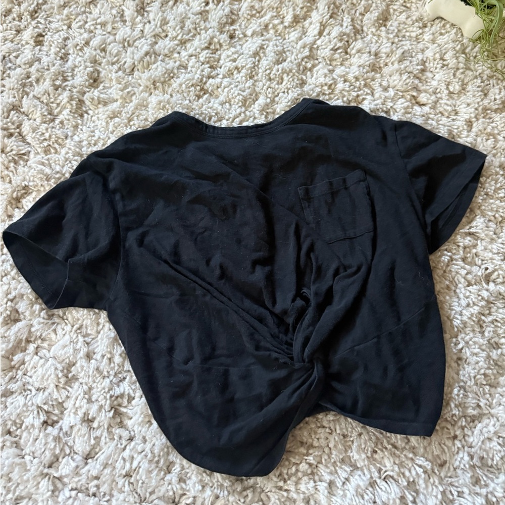 Forever 21 Jet Black scrunched crop Top T-shirt streetwear style